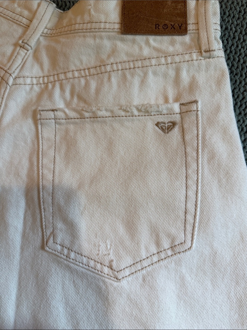 Roxy Cream White Denim Cutoff Shorts - Picture 5 of 5